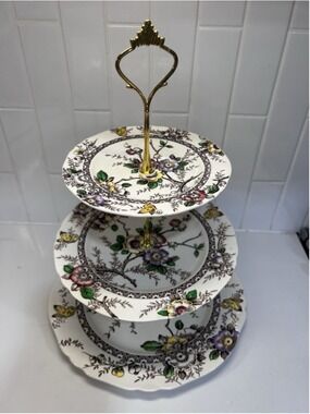 3 Tiered Plate Stand Meakin Medway Plate Flowers Butterflies Plates Colorful